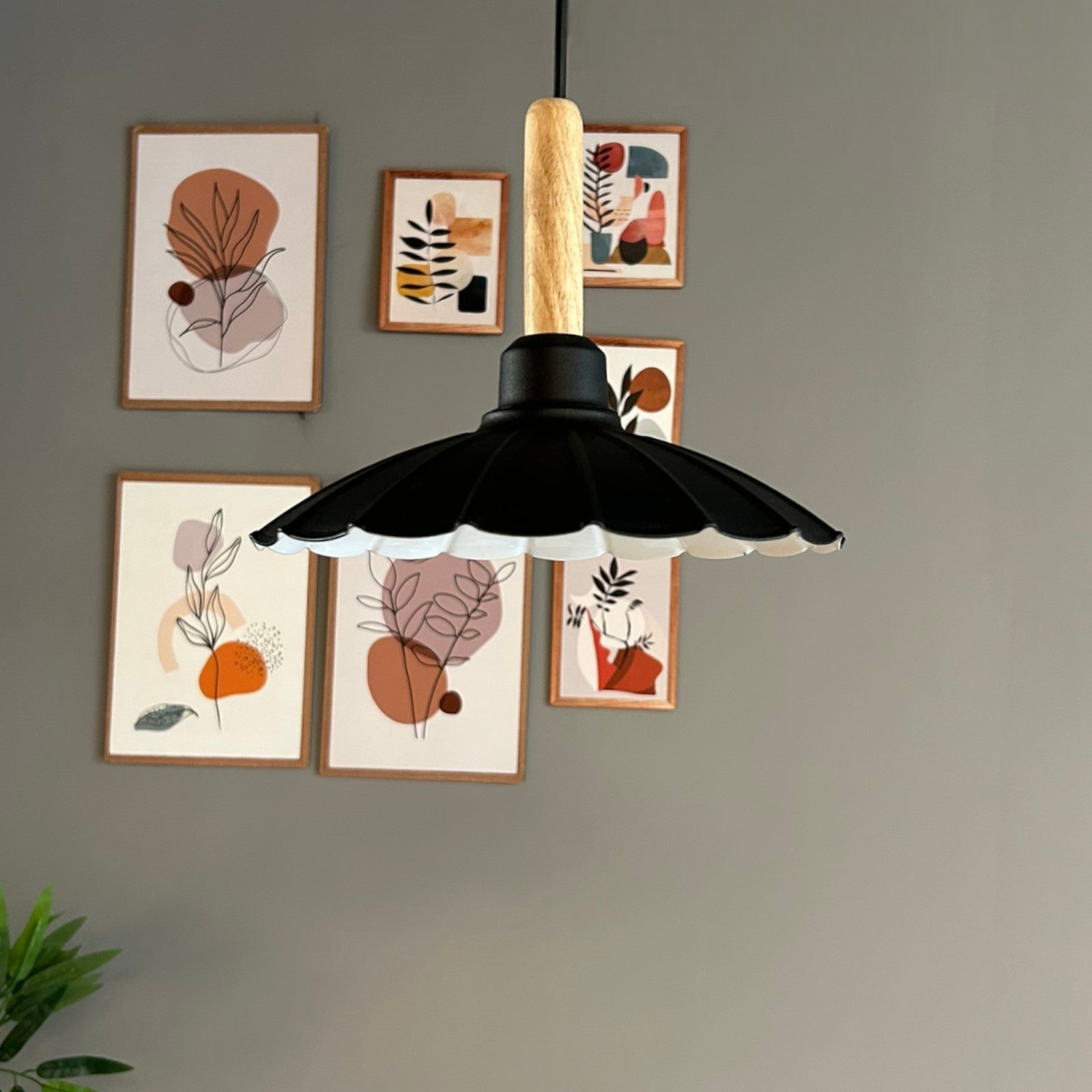 Pendelleuchte Risso Holz Metall, Modern Hängelampe ohne Leuchtmittel